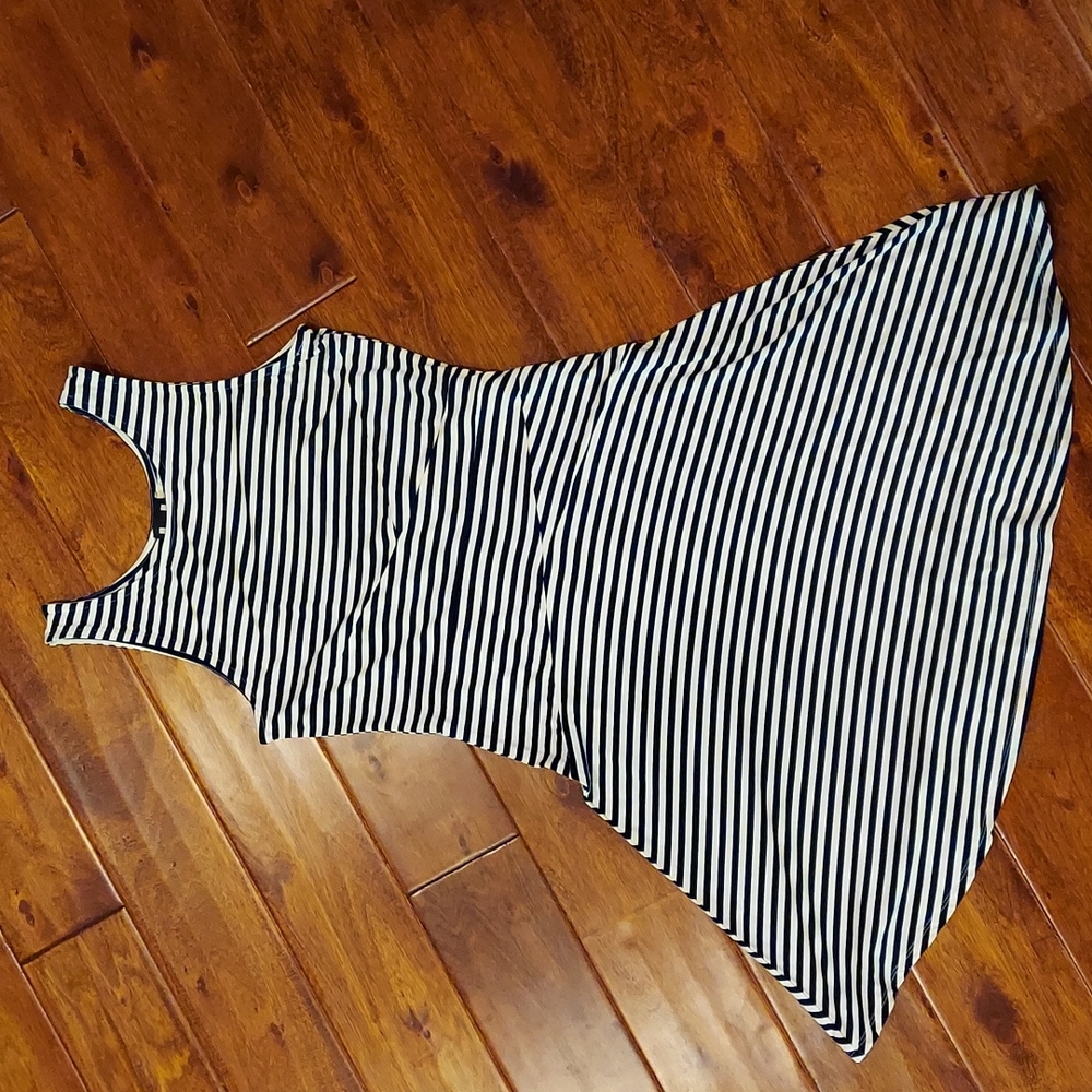 Navy and White Stripe A-Line Dress